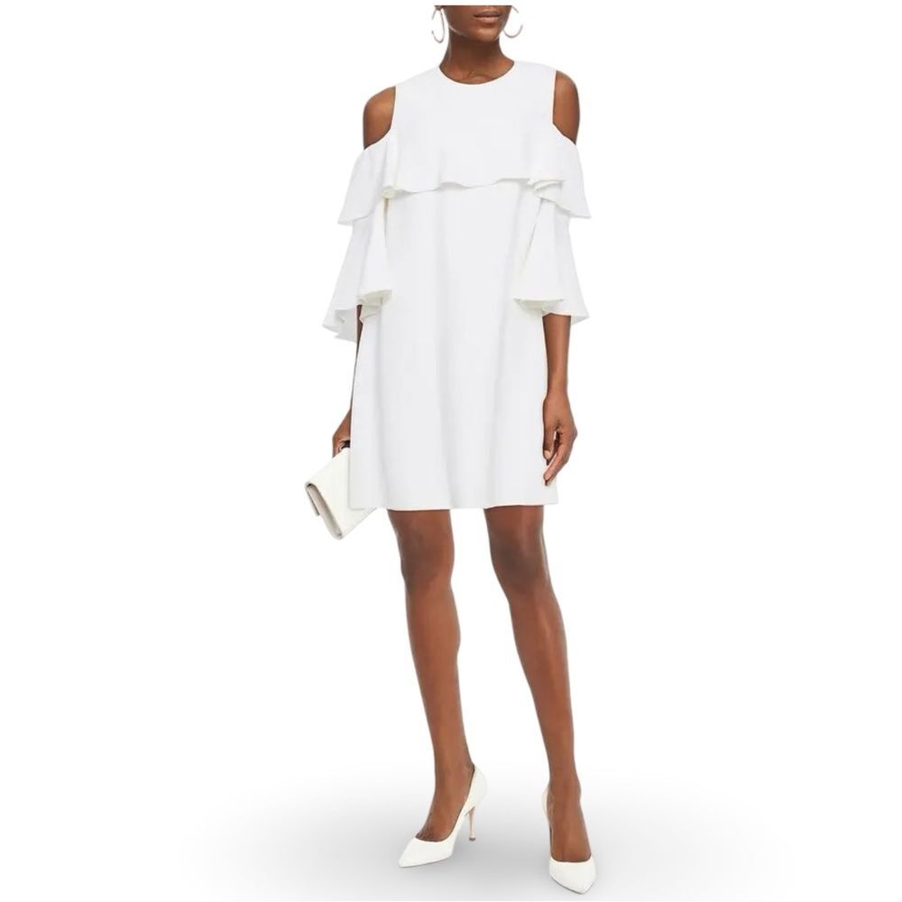Elie Saab cold-shoulder ruffle crepe dress reception bridal dress size 4 new